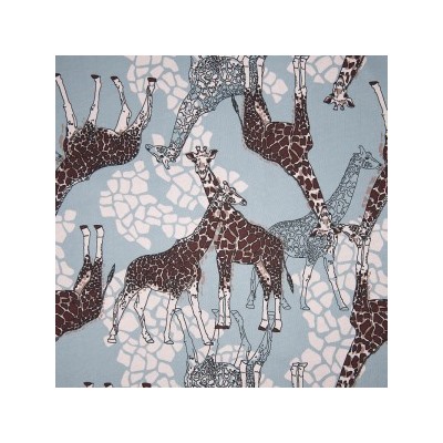 Ткань на отрез кулирка R4209-V2 Жирафы цвет голубой