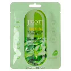 Ампульная маска с экстрактом зеленого чая Green Tea Real Ampoule Mask Jigott, Корея, 27 мл