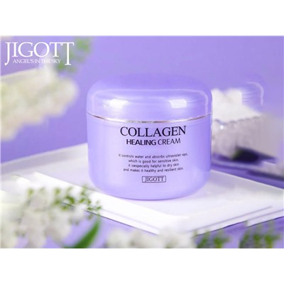 (Китай) Ночной питательный крем с коллагеном Jigott Collagen Healing Cream 100мл