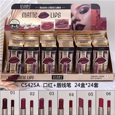 Губная помада Ushas matte lips 2 in 1 (ряд 6шт)