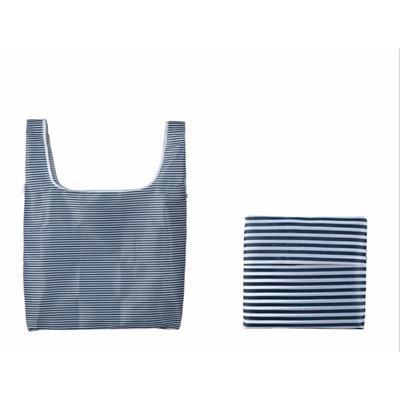 Складная хозяйственная сумка-авоська, 1 шт. Цвет темно-синий-полоса.