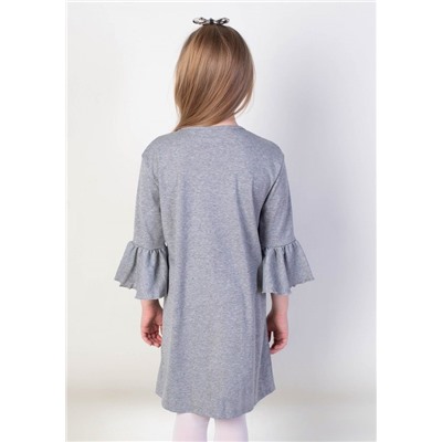 Платье для девочки с гипюром и воланами 8511-ДОШ22 серый