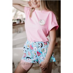 Женская пижама ЖП 022 (розовый+принт пончики)