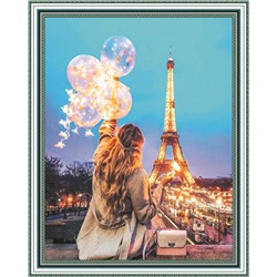 Девушка с шарами в Париже