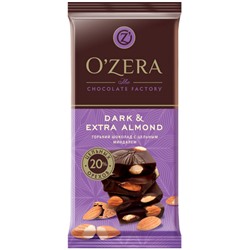«OZera», шоколад горький с цельным миндалем Dark & Extra Almond, 90г