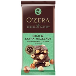«OZera», шоколад молочный с цельным фундуком Milk & Extra Hazelnut, 90г