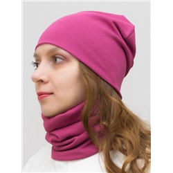 Комплект женский шапка+снуд (Цвет брусничный), размер 56-58,  хлопок 95%