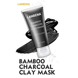 Sale! Lanbena Маска для лица с бамбуковым углем и минеральной глиной,  Bamboo Charcoal clay Mask deep clean, глубоко-очищающая, 50 гр.