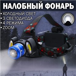 Налобный фонарь 4 режима "Rotary ZOOM"