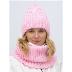 Комплект зимний женский шапка+снуд Кэмерон (Цвет светло-розовый), размер 56-58, шерсть 30%