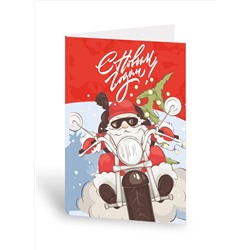 Мини-открытка с шоколадом "С Новым годом (Дед Мороз)" (1 плитка)