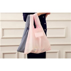 Складная хозяйственная сумка-авоська, 1 шт. Цвет бледно-розовый-белый, полоса.