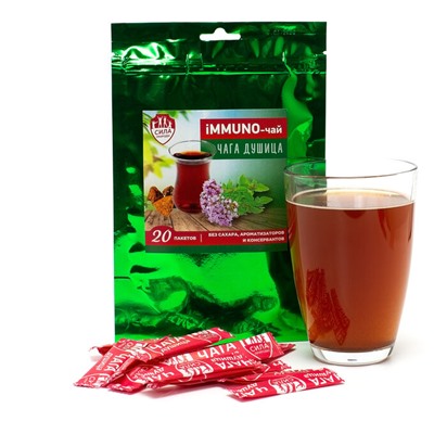 Напиток растворимый "iMMUNO-чай Чага Душица", 20 стик-пакетов по 0,7 гр