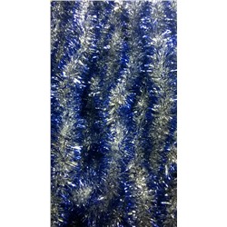 Мишура серебристая с синими кончиками 2,5 м, 5 см