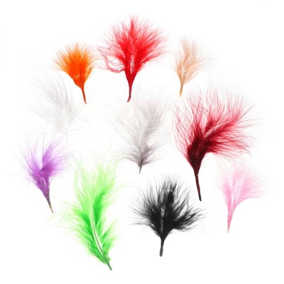 Набор перьев для декора, набор 10 шт., размер 1 шт: 7×7 см, цвета МИКС