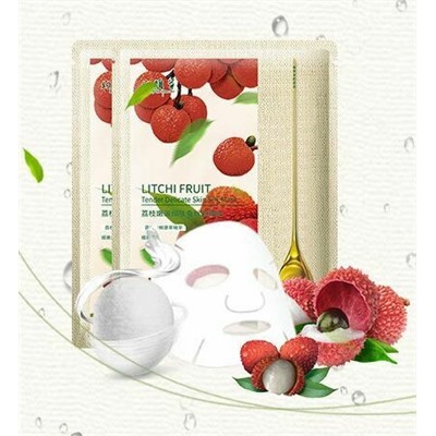 Sale! Тканевая маска с экстрактом фрукта личи, LITCHI FRUIT Tender Delicate Scin Silk Mask,Huanyancao, 30 гр.