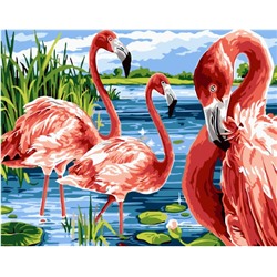 Картина по номерам GX 32419 Фламинго в воде 40*50