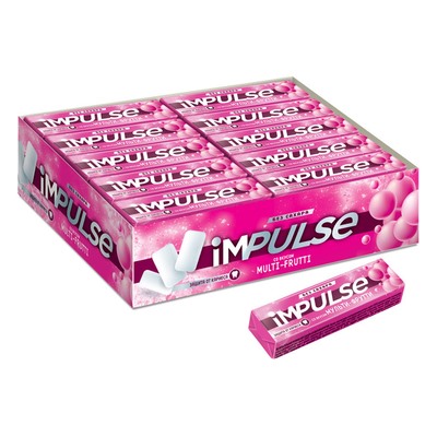 «Impulse», жевательная резинка со вкусом Multi-Frutti, без сахара, 14 г