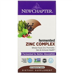 New Chapter, Комплекс ферментированного цинка, 60 вегетарианских таблеток