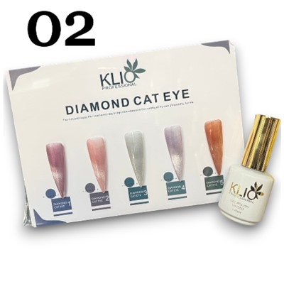 Гель-лак кошачий глаз Klio Professional Diamond Cat Eye 15мл тон 02