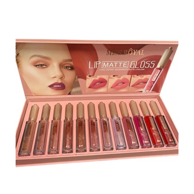 Набор матовых блесков для губ Miss Royal Lip Matte Gloss 12шт