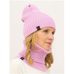 Комплект женский весенний шапка+снуд Ники (Цвет розовый), размер 52-56
