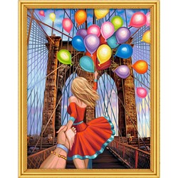 Девушка с шарами на мосту