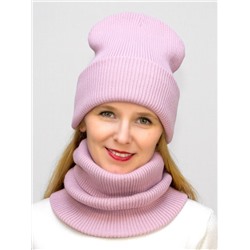 Комплект зимний женский шапка+снуд Татьяна (Цвет пудровый), размер 56-58