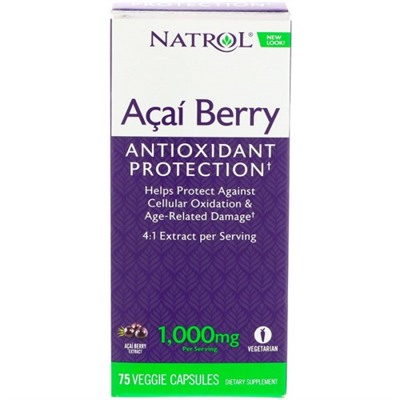 Антиоксидант Ягоды Асаи Acai berry 1000 mg Natrol 75 капс.