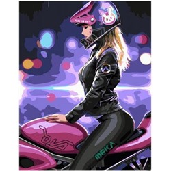 Картина по номерам EX 6636 Мульт/ Девушка на мотоцикле 30*40