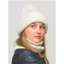Комплект зимний женский шапка+снуд Monro (Цвет лен), размер 56-58, шерсть 70%