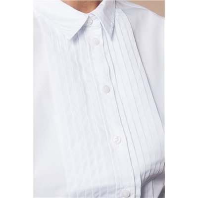 Блузка из тонкого поплина с защипами спереди, стилизованными под рубашку под смокинг., D29.684