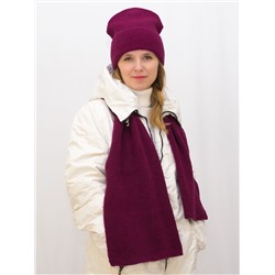 Комплект зимний женский шапка+шарф Ника (Цвет фуксия), размер 56-58, шерсть 30%