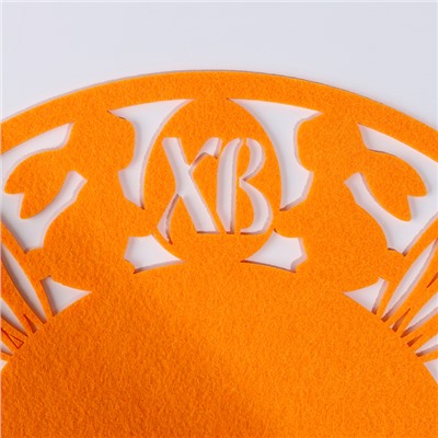 Салфетка ХВ "Зайцы", для сервировки, цвет оранжевый, фетр, 28 см х 28 см