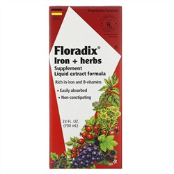 Flora, Floradix, добавка с железом и травами, формула с жидким экстрактом, 700 мл (23 жидких унции)