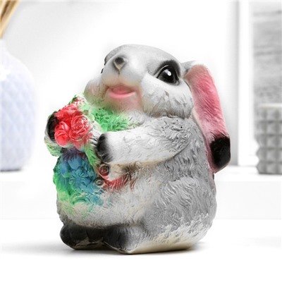 Копилка "Кролик серый с цветами" 14х12х15см