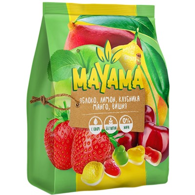 «Маяма», мармелад жевательный с соком манго, клубники, лимона, вишни, яблок, 250г