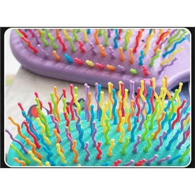 Массажная расческа для волос с цветными волнистыми зубьями, 1 шт.  Цвет в ассортименте.