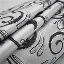 Портьерная ткань с люрексом 150 см на отрез Х7187 цвет серый вензель