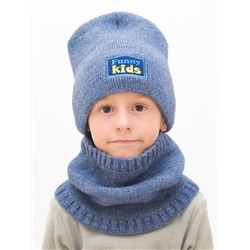 Комплект весна-осень для мальчика шапка+снуд Кидс (Цвет джинс), размер 50-52, шерсть 30%