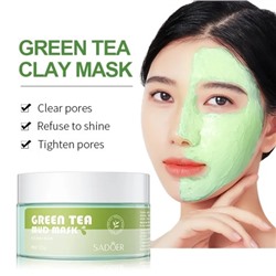 Глиняная маска для лица с экстрактом зелёного чая Sadoer Green Tea Clay Mask, 120гр