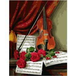 Картина по номерам PK 59065 Розы и скрипка 40*50 Эксклюзив