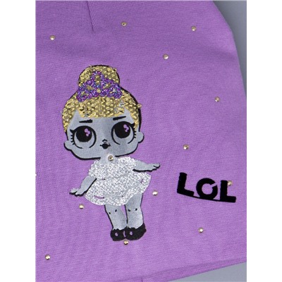 Шапка LOL, балерина в блестящем сером платье, фиолетовая корона, желтые волосы, фиолетовый