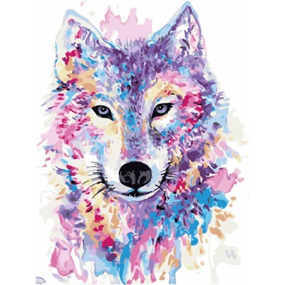 Картина по номерам PKC 46004 Портрет разноцветного волка 30*40 Эксклюзив