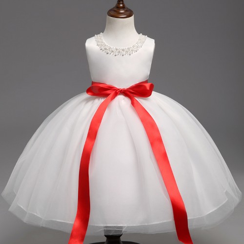 Платья для девочек белое с красным