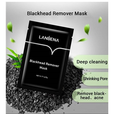 Черная маска-пленка для чистки пор от черных точек LANBENA Blackhead с бамбуковым углем, 5гр 1шт