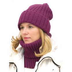 Комплект зимний женский шапка+снуд Кэмерон (Цвет фуксия), размер 56-58, шерсть 30%