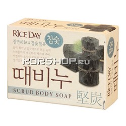 Мыло-скраб для тела с древесным углём Rice Day CJ Lion, Корея, 100 г