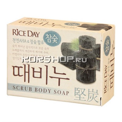 Мыло-скраб для тела с древесным углём Rice Day CJ Lion, Корея, 100 г