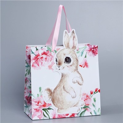 Пакет подарочный «Кролик», 22 × 22 × 10 см